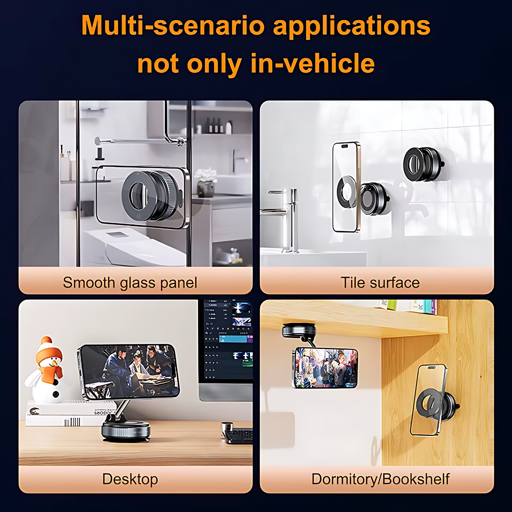 360° Foldable Magnetic Phone Holder – Adjustable Vacuum Car Mount